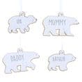 Set of Four Polar Bear Family Wooden Hanging Decorations
